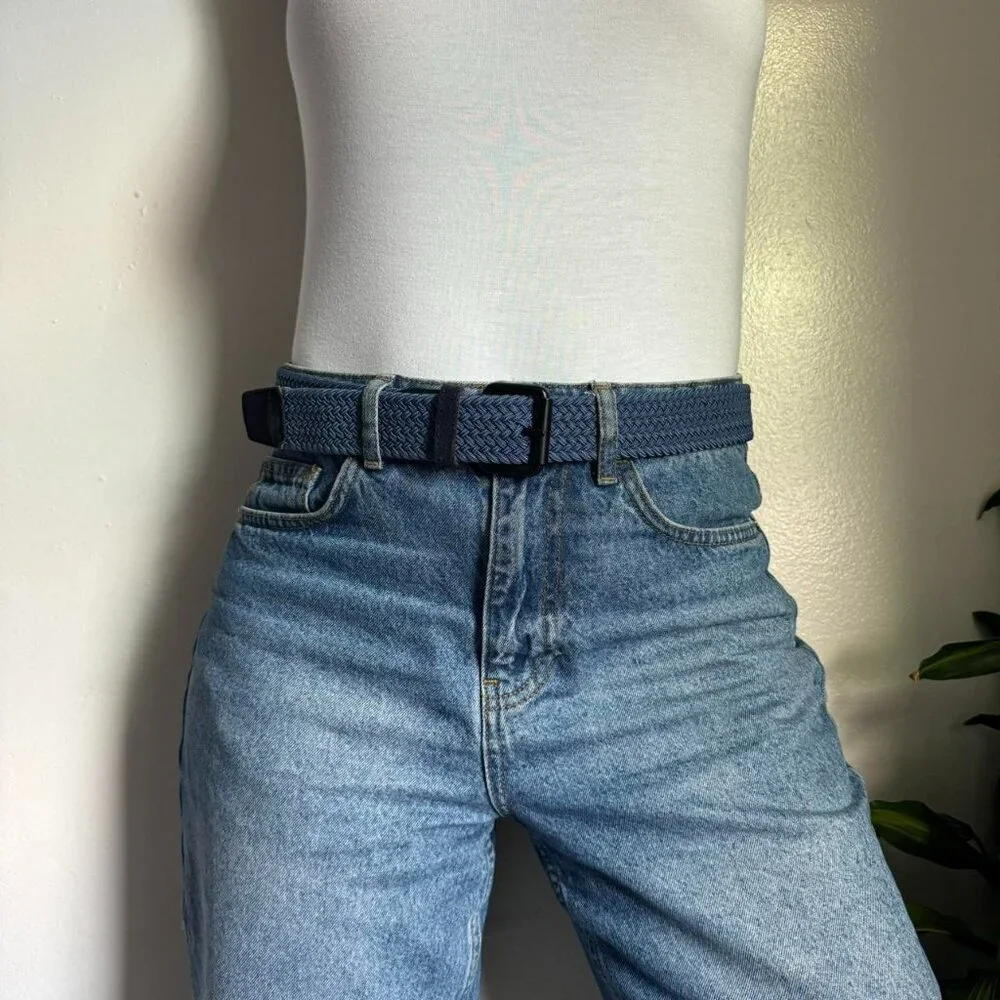 Vintage blue Oxford‎ leather braided belt